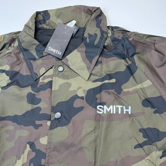 NWT Smith Men US S Olive Camo Coaches Jacket Snap Front Windbreaker | $200 - Picture 8 of 12